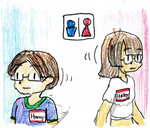 lon poka wan, ni: mije lili li tawa tomo telo mije. lipu nimi “Harry” li lon selo ona. lon poka ante, ni: meli suli li tawa tomo telo meli. lipu nimi “Harry” li lon selo ona.